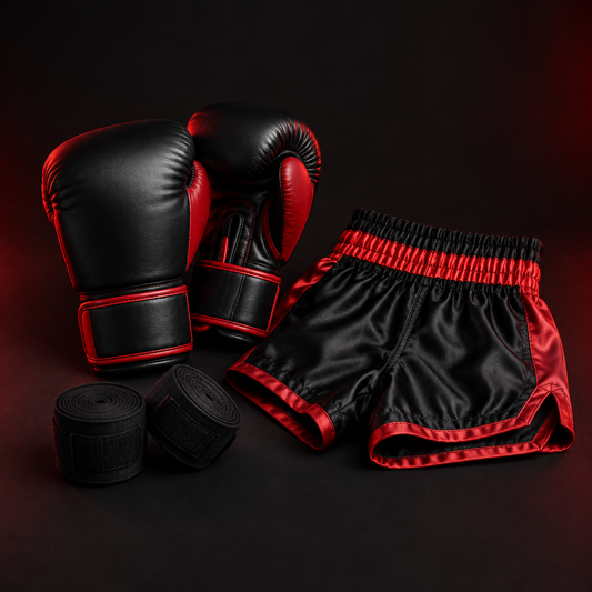 Starter Combattant Legend Fight : gants, bandes de mains et short Muay Thaï